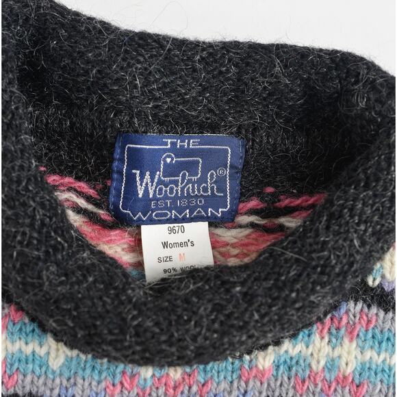 Vintage 90s Woolrich Striped Wool and Mohair Knit Fair Isle Sweater size M - Picture 9 of 9